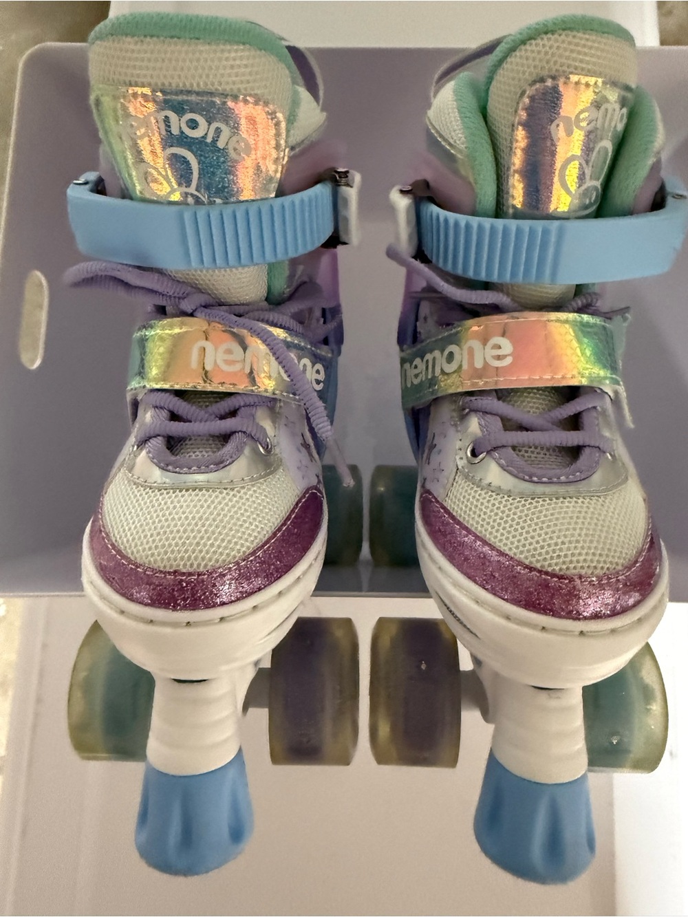 Nemone girls roller skates — multi color and Iridescent Accents